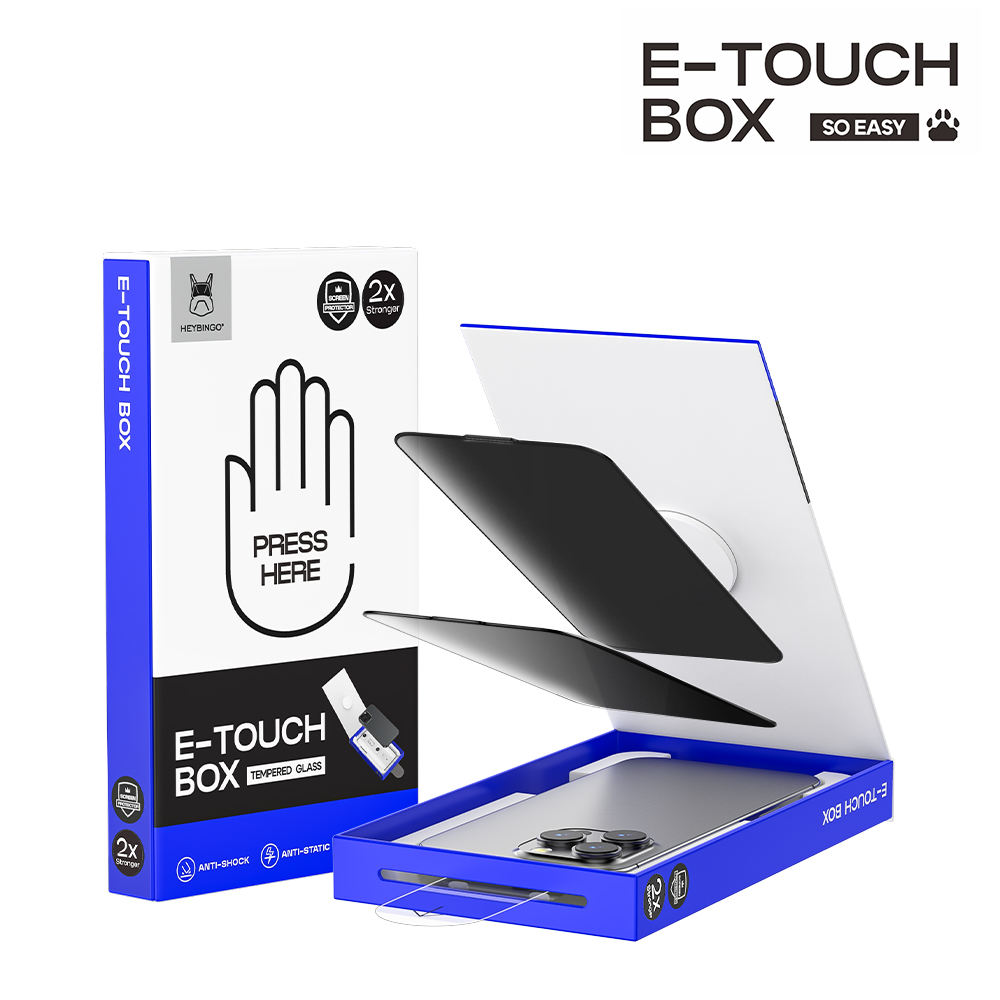 Heybingo E-Touch Easy Auto-Align Applicator Box Tempered Glass (Bulk Pack)